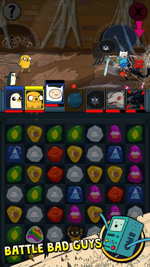 Adventure Time Puzzle Quest bad enemies